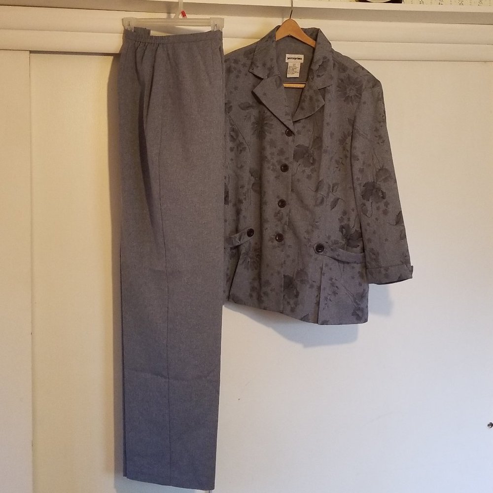 Blue-grey Jacket and Pant suit by Perceptions